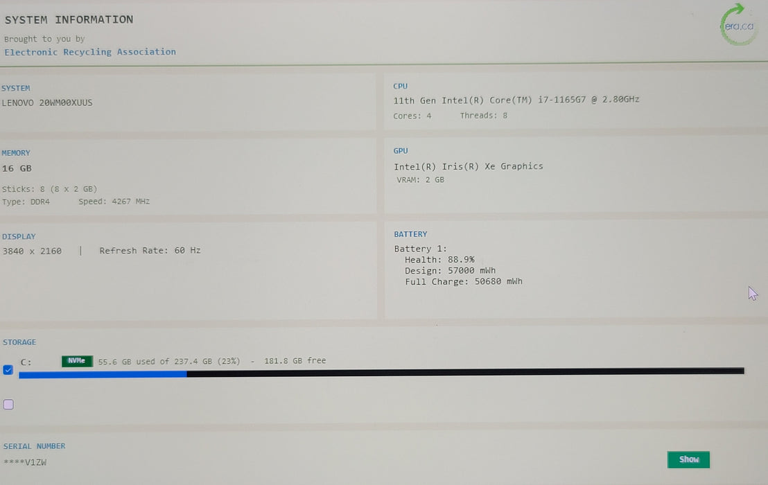 Lenovo ThinkPad T14s Gen 2 14" i7-1165G7 16GB DDR4 256GB NVMe