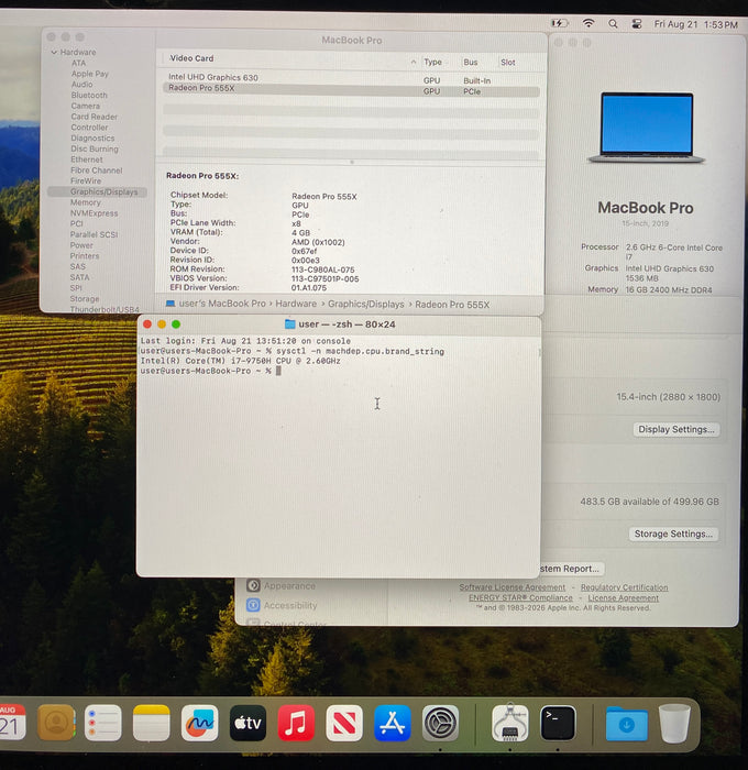 Apple MacBook Pro 15" 2019 i7-9750H Radeon Pro 555X GPU 16GB RAM 512GB SSD READ!