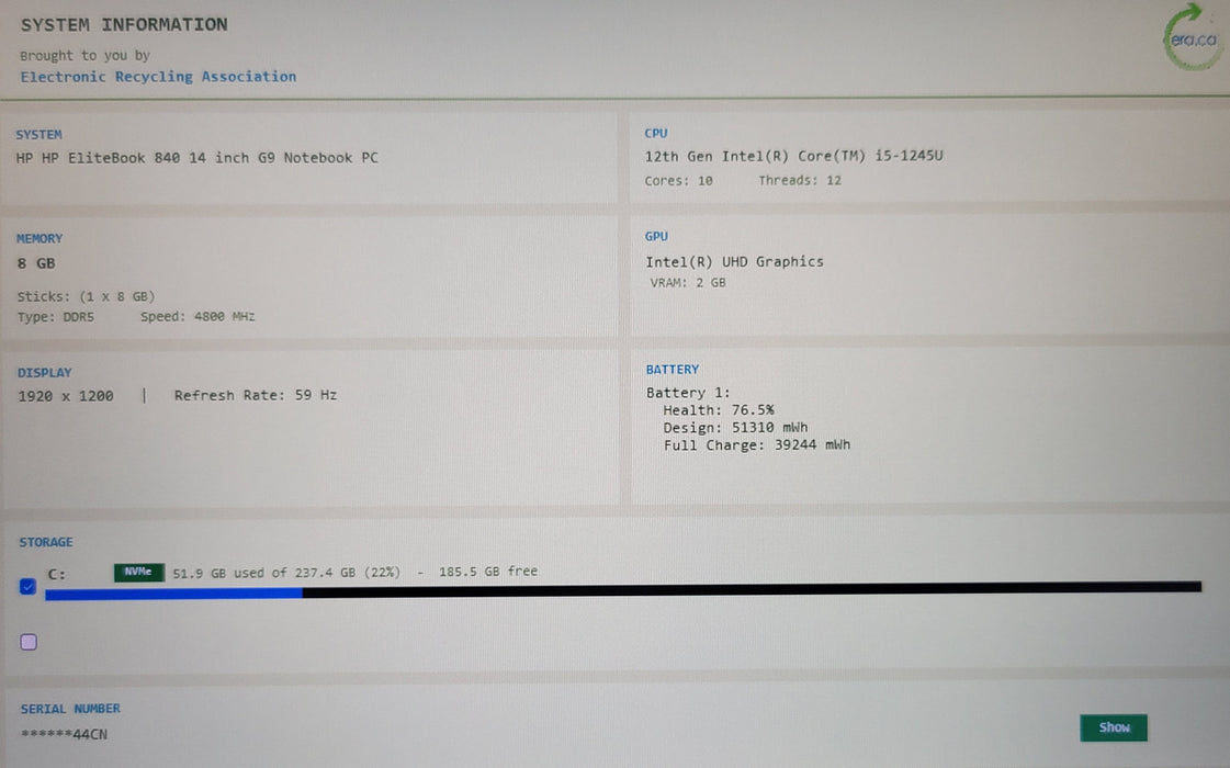 HP EliteBook 840 14" G9 i5-1245U 8GB DDR5 256GB NVMe