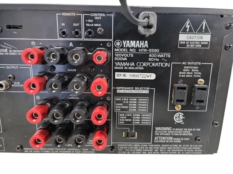 Yamaha HTR-5590 6.1 Channel Natural Sound AV Receiver Black |Read