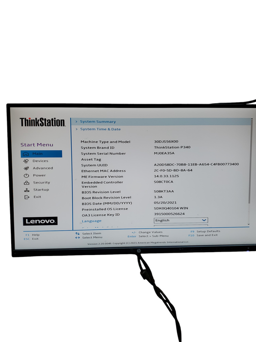 Lenovo ThinkStation P340 Xeon W-1250 @ 3.30GHz, 8GB Ram, NO HDD's, NO OS