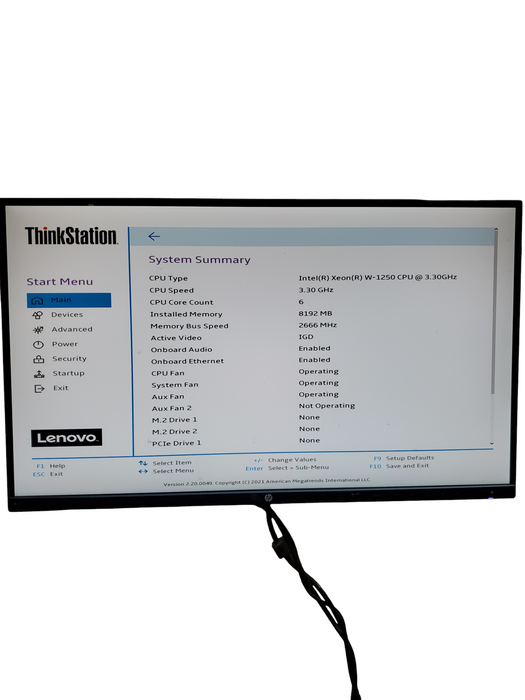 Lenovo ThinkStation P340 Xeon W-1250 @ 3.30GHz, 8GB Ram, NO HDD's, NO OS
