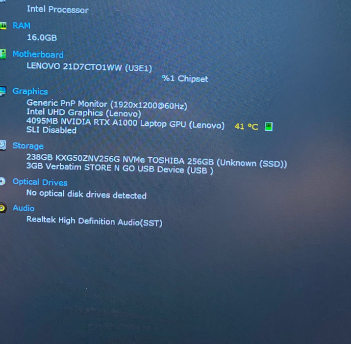 Lenovo ThinkPad P16 Gen1 i7-12800HX RTX A1000 16GB RAM 256SSD Spanish Keyboard