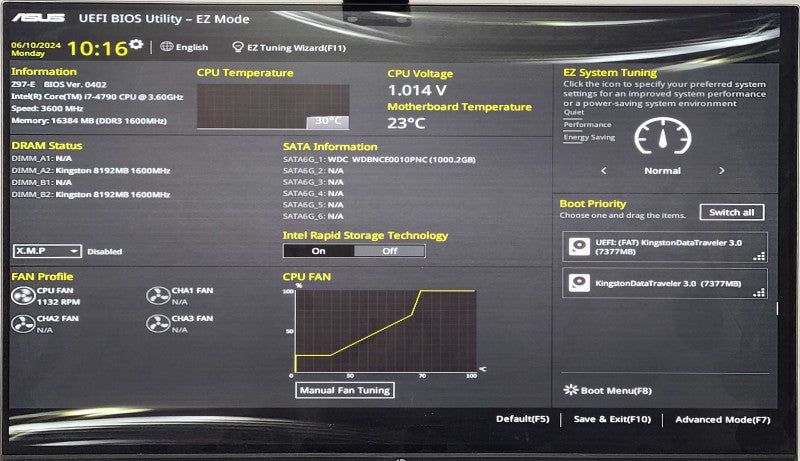 Custom PC/ASUS Z97-E, Intel i7-4790 3.60GHz, 16GB DDR3, 1TB SSD