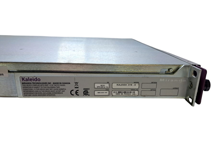 Miranda Kaleido X16-D | 16x Input Multiviewer with 2x Outputs (Dual Head) 2x PSU