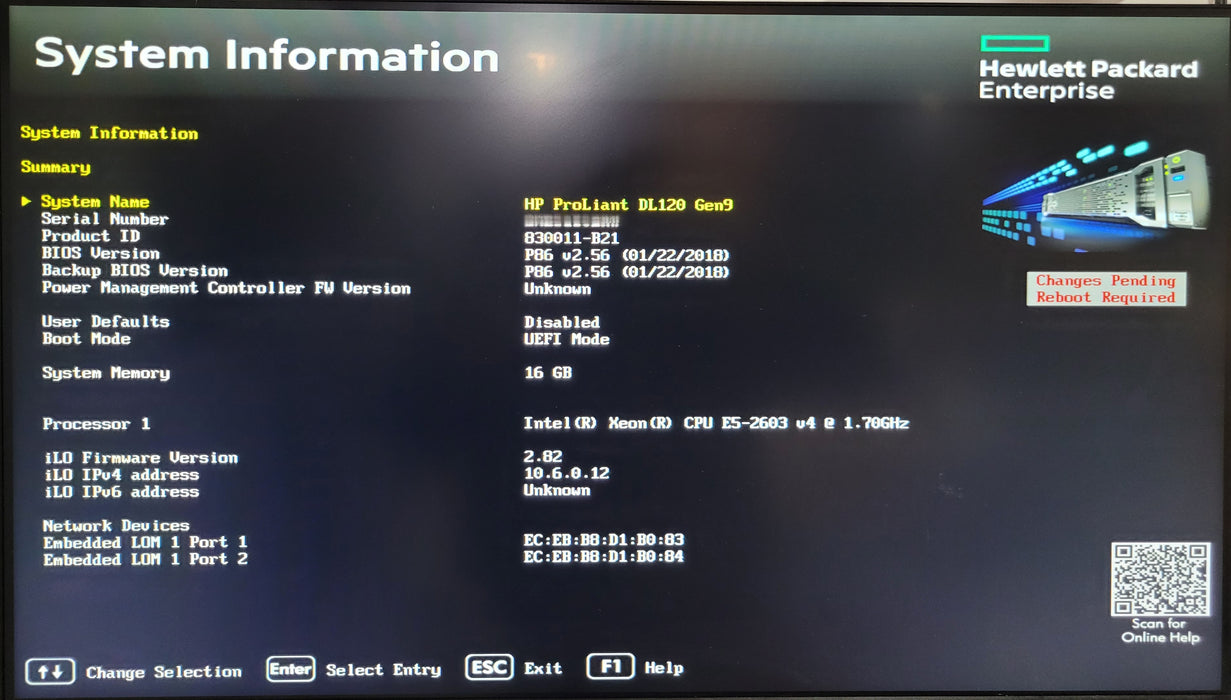 HP ProLiant DL120 Gen9 | Xeon E5-2603 v4 @ 1.70GHz 16GB DDR4 | NO HDD