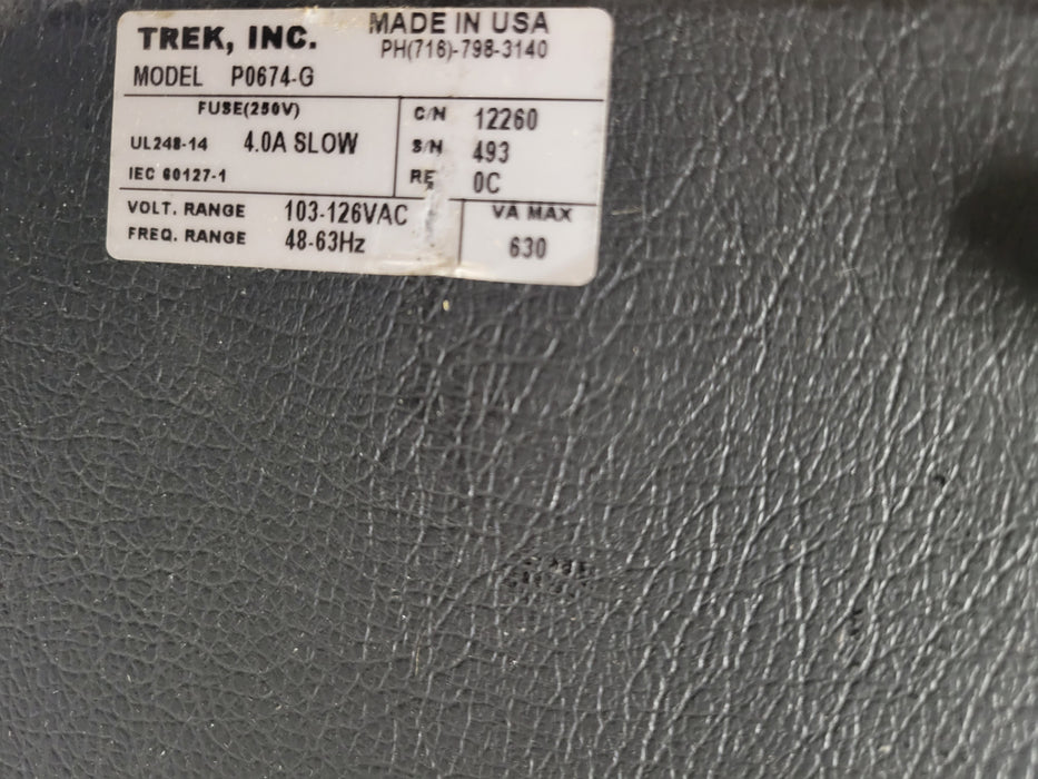 Trek 50/750 HV Power Supply with P0674 Master/Slave Amplifier  Model: P0674-G