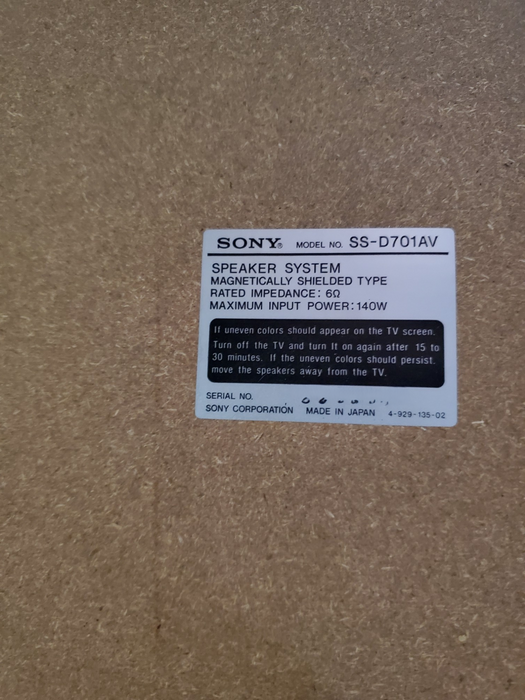 Sony AV 3Way Speaker System - 1x SS-D701AV, 2x SS-D702AV