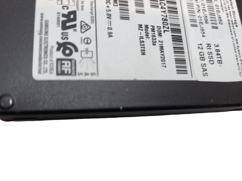 3.84TB IBM SAS RI SSD  2.5\\" 12GBPSP/N # MZILS3T8HMLH-000M3 100% Health &