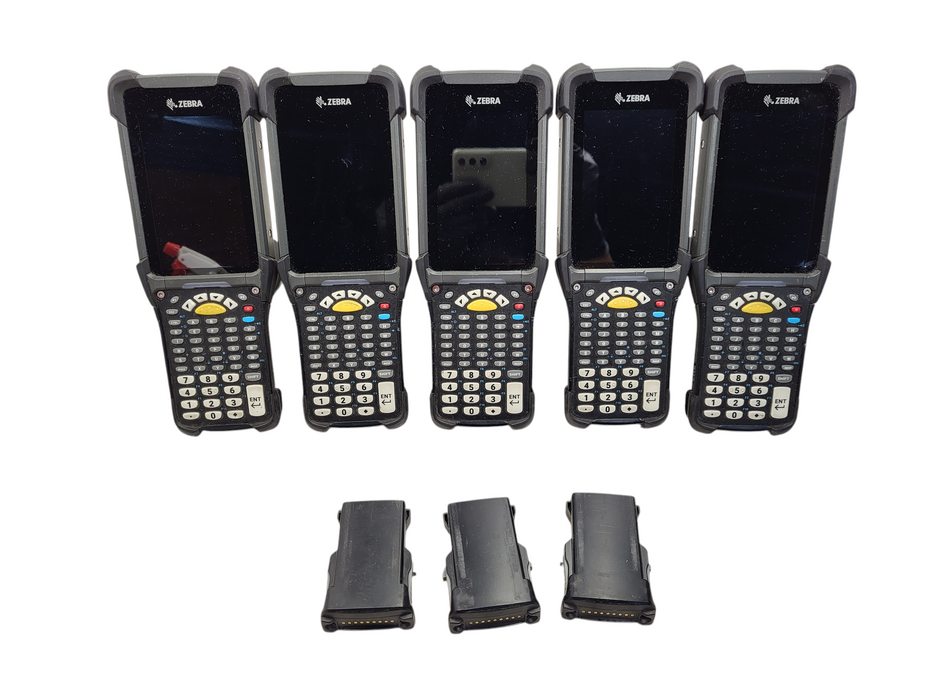 Lot of 5x ZEBRA MC930B-GSEDG4NA Computer Barcode Scanner, 3x battery