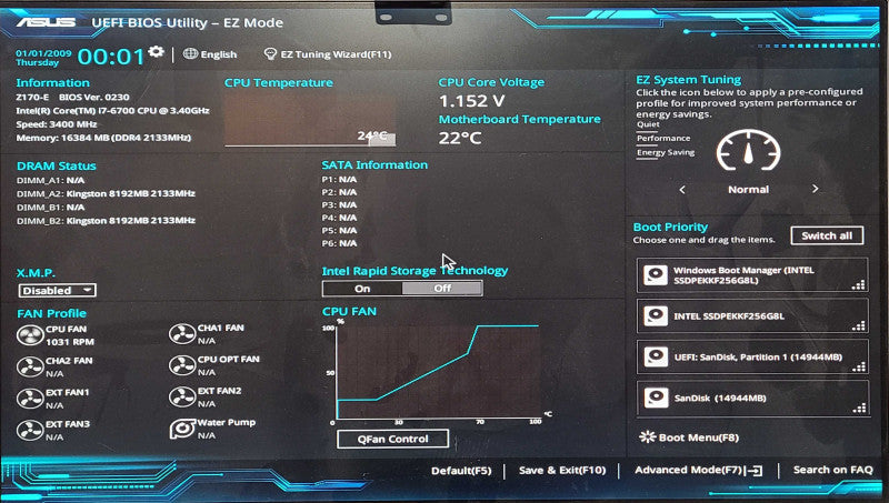 Custom PC/ASUS Z170-E, i7-6700 3.40GHz, 16GB DDR4, 256GB NVMe