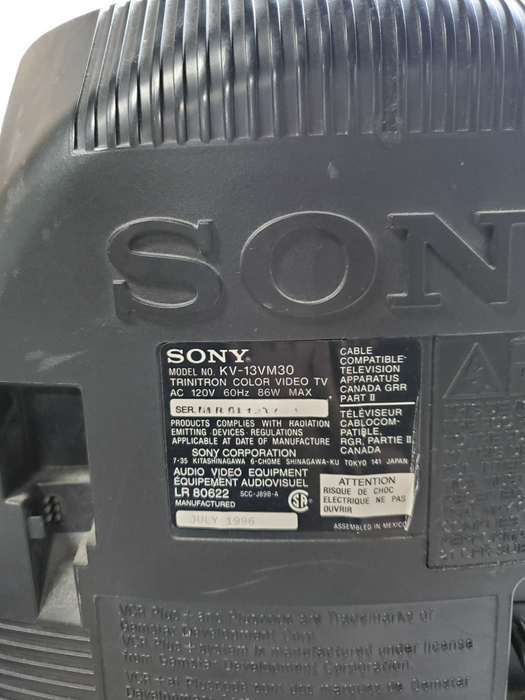 Sony Trinitron KV-13VM30 Color Video TV *READ*