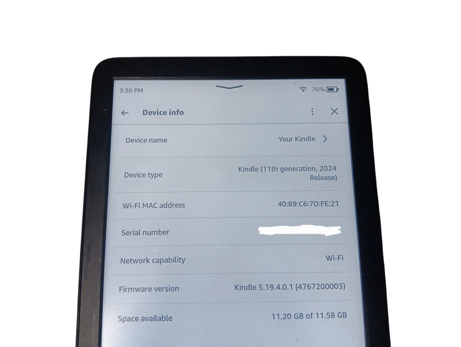 Amazon Kindle 11th Gen 2024 Release - 16GB - Black [RS23CV]