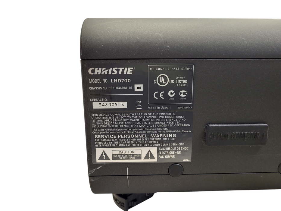 Christie LHD 700 Projector LNS-S32 Standard Zoom Lens Lamp hour: 1986h