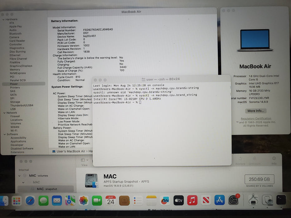 Apple MacBook Air A1932 2019 13.3" i5-8210Y 16GB RAM 256GB SSD Silver