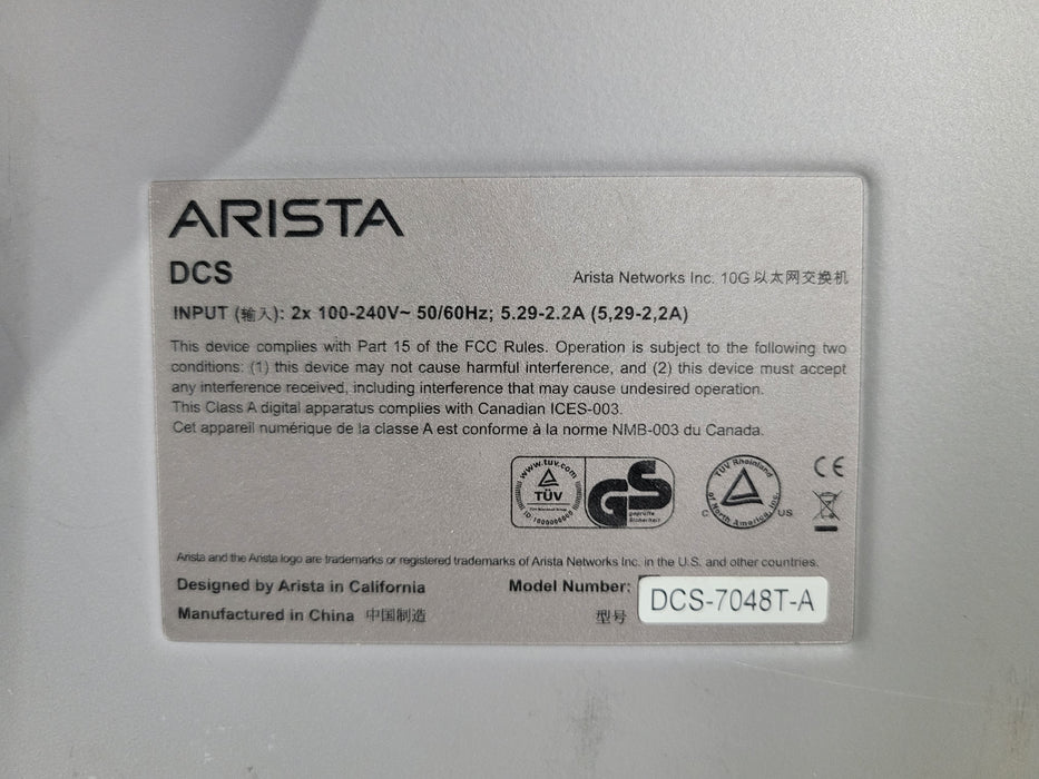 Arista DCS-7048T-A 48-Port 10GbE Ethernet Network Switch