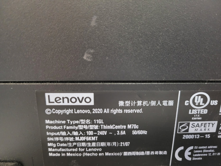 Lenovo ThinkCentre M70C SFF, Core I5-10400 2.90GHz, 8GB DDR4, 256GB SSD