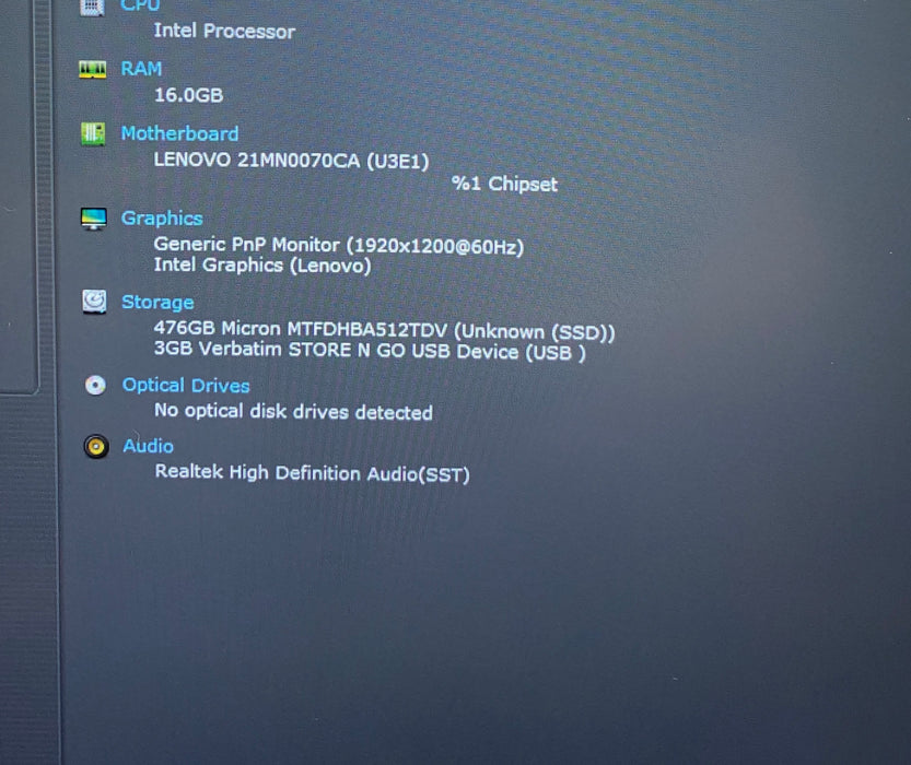 Lenovo ThinkPad T16 Gen 3 Core Ultra 7 155U 1.70 16GB RAM 512SSD French Keyboard