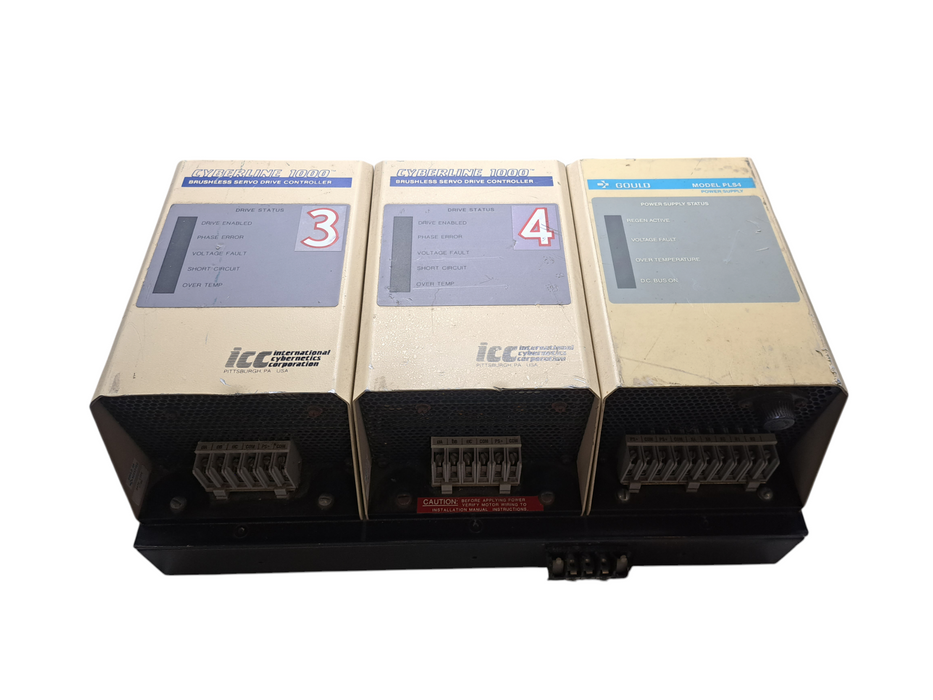 2x CYBERLINE 1000 Brushless Servo Drive Controllers w/ Gould PLS4 Power Supply