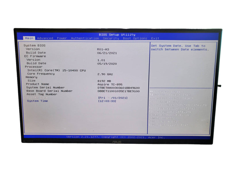 Acer Aspire TC-895-ES11 Tower Desktop i5-10400 8GB RAM NO HDD *READ* @
