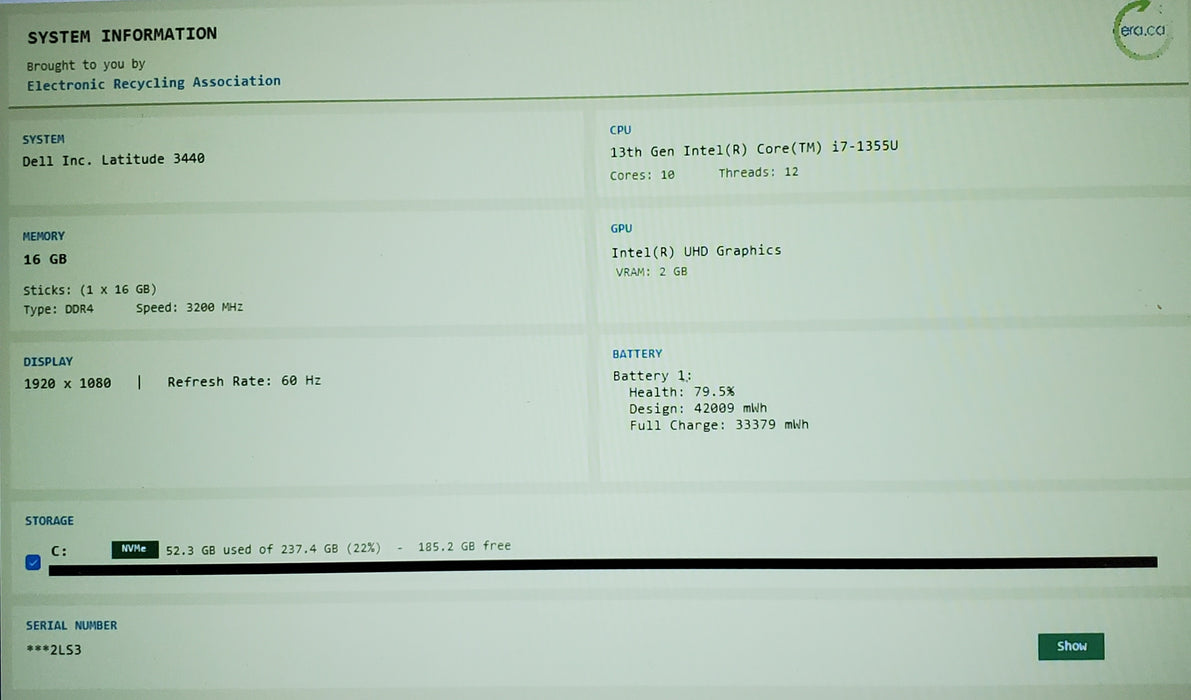 Dell Latitude 3440 Core i7-1355U 16GB RAM 256GB SSD