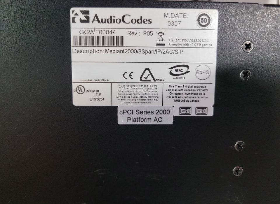 AudioCodes Mediant 2000 GGWT00044 Mediant2000/8span/IP/2ac/sIP