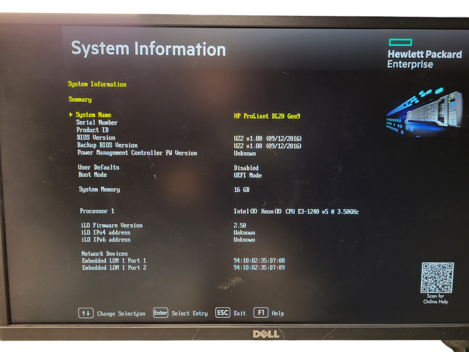 HP ProLiant DL20 Gen9 2x 3.5" Xeon E3-1240 v5 16GB DDR4 B140i