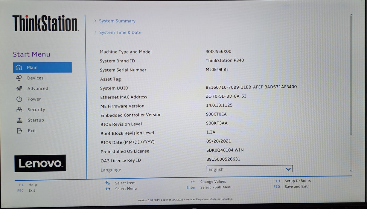 Lenovo ThinkStation P340 Xeon W-1250 @3.3GHz, 8GB DDR4, P2000, 256GB NVMe *READ*