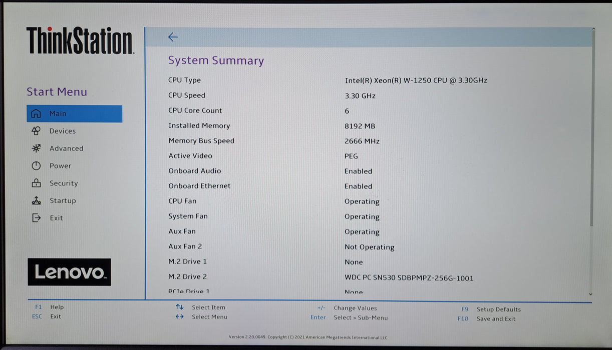 Lenovo ThinkStation P340 Xeon W-1250 @3.3GHz, 8GB DDR4, P2000, 256GB NVMe *READ*