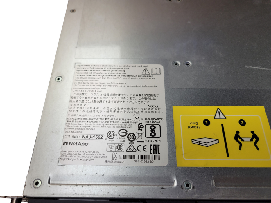 NETAPP NAJ-1502 w/ 2x DRIVE MODULE I/F-6 2x 913W PSU 12x3.5" Bays + Trays