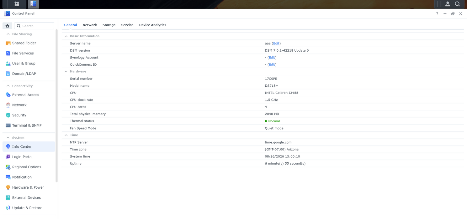 Synology DiskStation DS718+ 2‑Bay NAS No AC