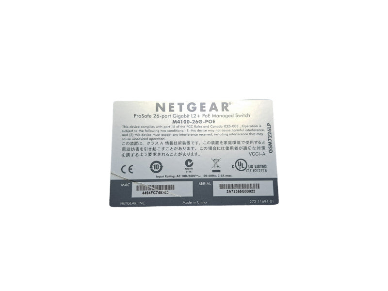Netgear ProSafe M4100-26G-POE 26-Port Gigabit L2 + Managed Switch