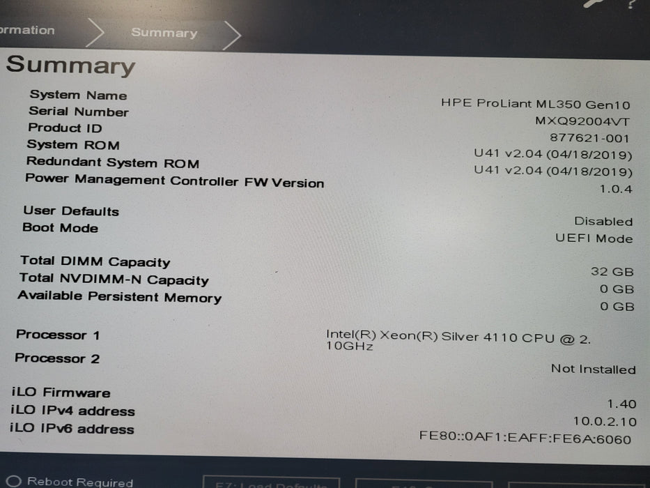 HPE ProLiant ML350 Gen10,  Xeon Silver 4110, 32GB DDR4,P408i-a SR 2x 800W
