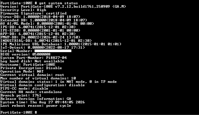 Fortinet FortiGate 100E Network Security Firewall FG-100E FG100E