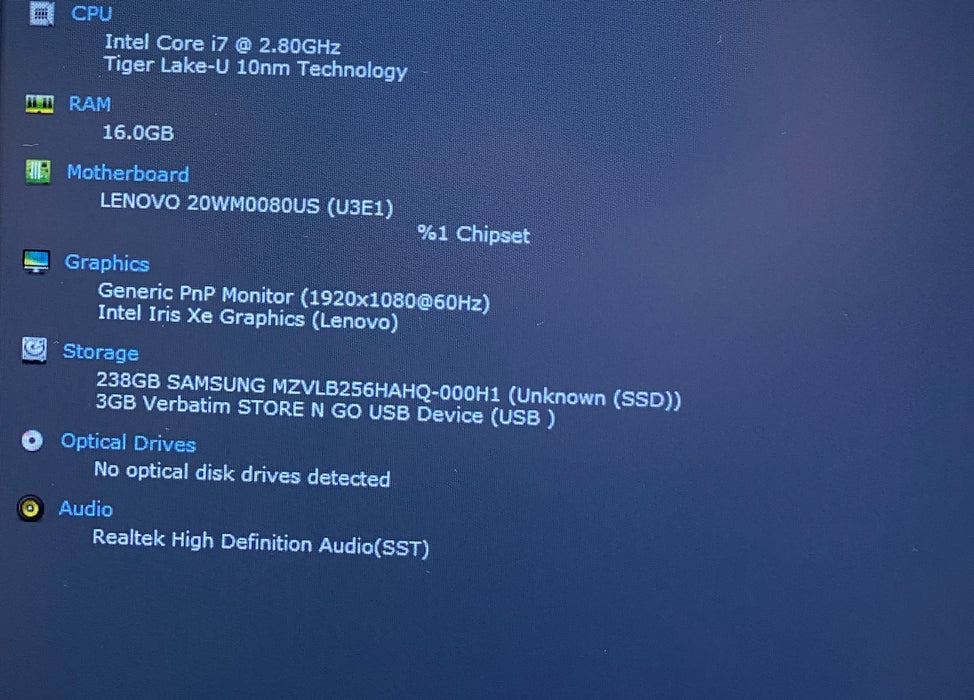 Lenovo ThinkPad T14s Gen 2 TOUCH Core i7-1165G7 2.80GHz 16GB RAM 256GB SSD