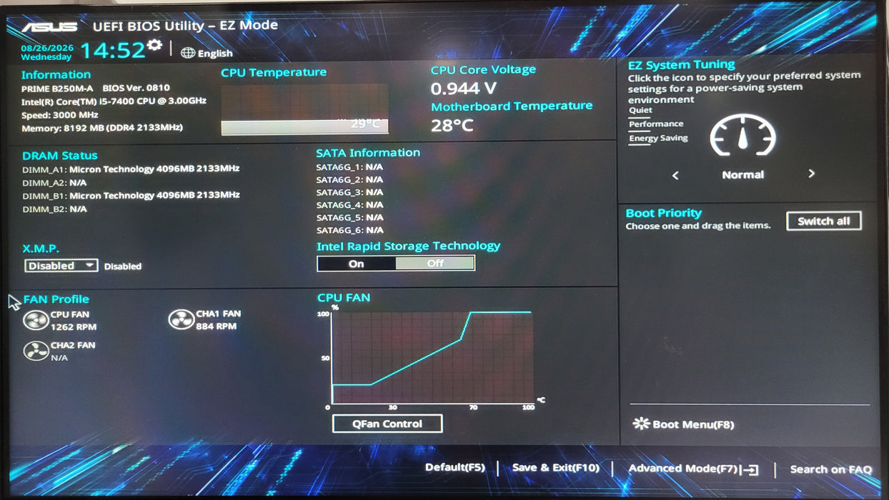 Custom PC/Asus B250M-A |i5-7400 @3.00GHz 8GB DDR4 256GB NVMe
