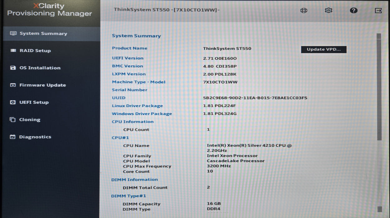 Lenovo ThinkSystem ST550 8x3.5", Xeon Silver 4210, 32GB DDR4, 530-8i, No HDD