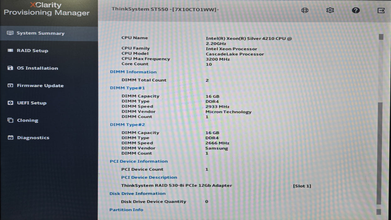 Lenovo ThinkSystem ST550 8x3.5", Xeon Silver 4210, 32GB DDR4, 530-8i, No HDD