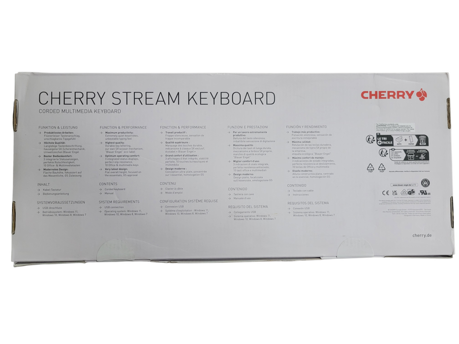 CHERRY STREAM Keyboard JK-8500EU-2/03 USB Wired US-International Black New