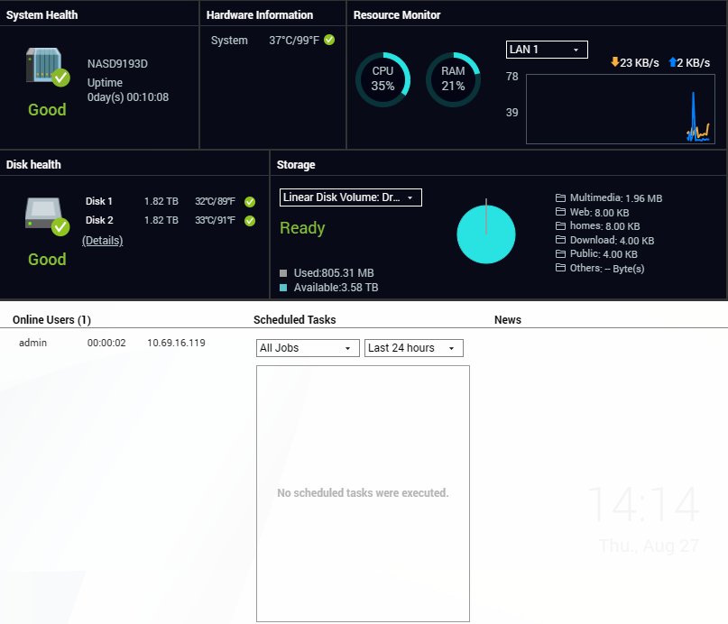 QNAP TS-221 | 2-Bay Network Attached Storage NAS w/ 2x 2TB HDD's, No AC