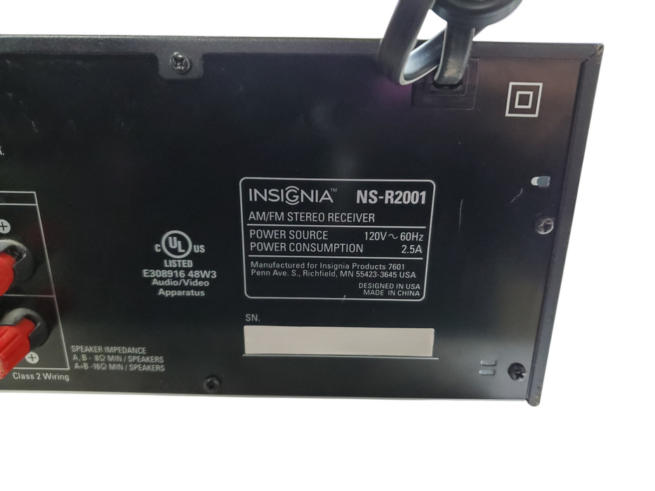 Insignia NS-R2001 2-channel 200W AM/FM stereo receiver