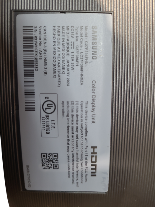 Monitor Samsung C27F396FHN 27 LED LCD Monitor - 16:9 - 4 ms