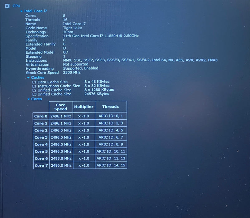 Dell Precision 7560 i7-11850H RTX A2000 4GB GPU 32GB RAM 256GB SSD READ!