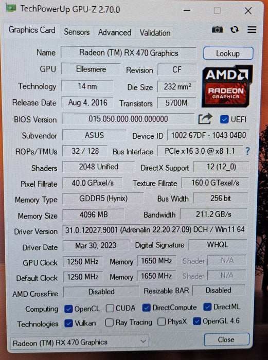ASUS ROG STRIX Radeon RX 470 GAMING OC 4GB GDDR5 Graphics Card