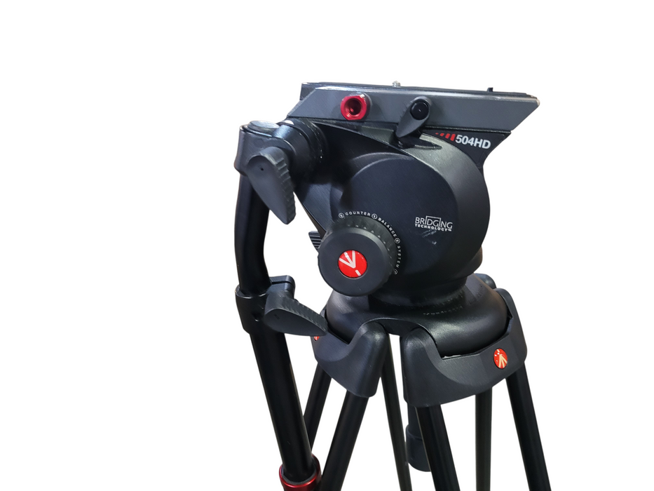 Manfrotto 546B Pro Video Tripod, Mid-level Spreader & 504HD Fluid Head, + Bag