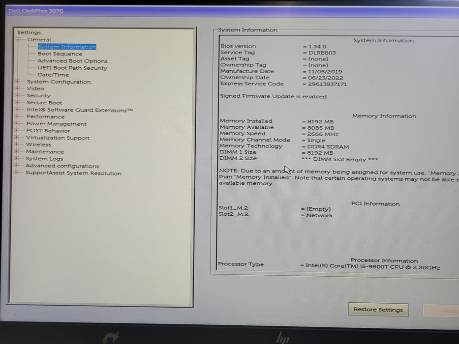 Dell OptiPlex 3070 Micro, Core i5-9500T 2.20GHz 8GB DDR4, 240GB SSD, READ
