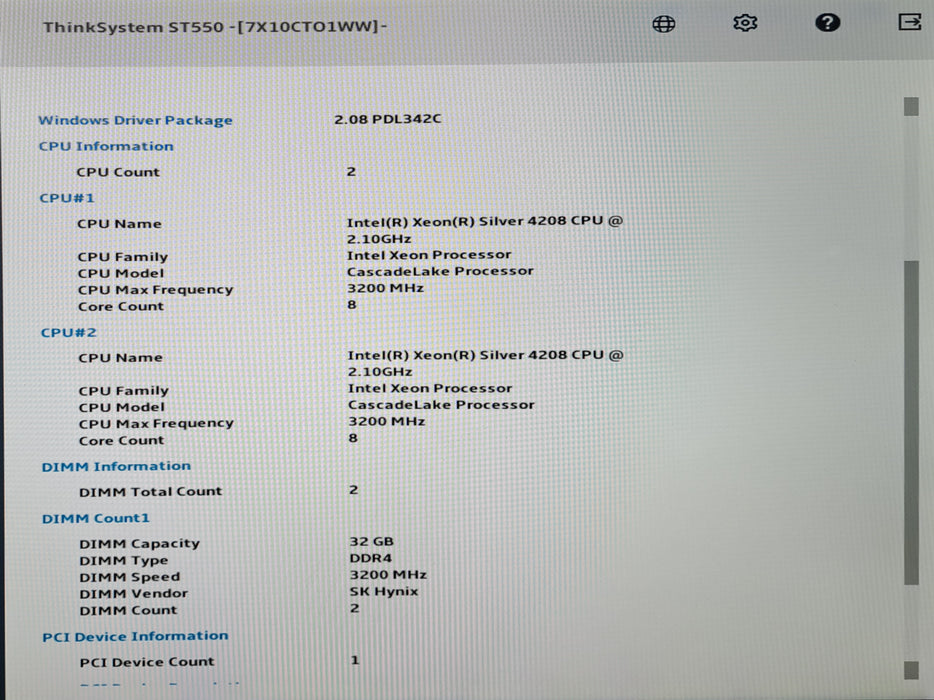 Lenovo ThinkSystem ST550 | 2x Xeon Silver 4208, 64GB DDR4 3200MHz, 5350-8i RAID