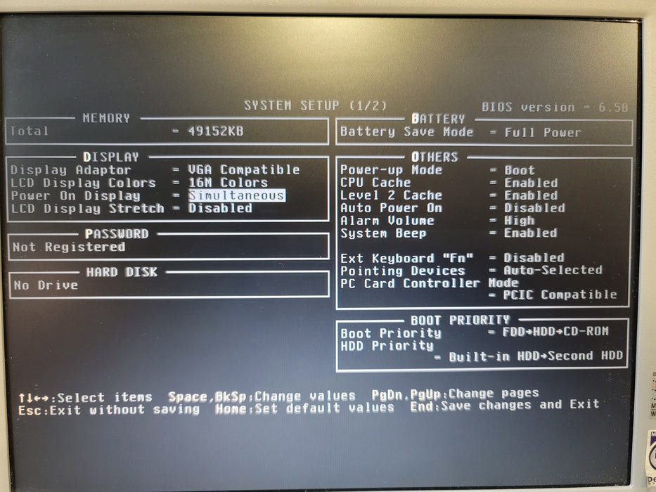 Vintage Laptop Toshiba 460CDT Pentium MMX 166Mhz 48MB RAM NO HDD INSTALLED