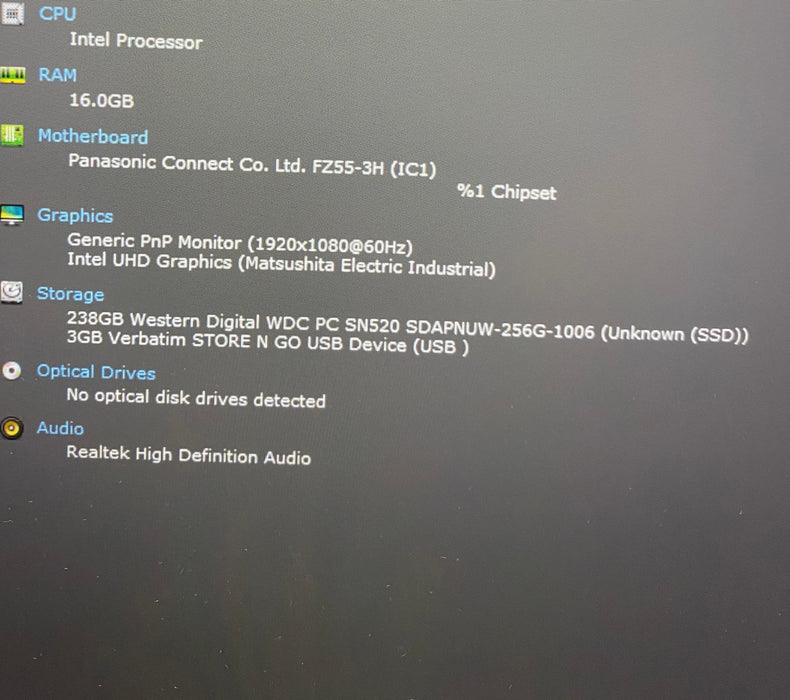 Panasonic ToughBook FZ-55 TOUCH i5-1345U 16GB RAM 256GB SSD 230Hrs.