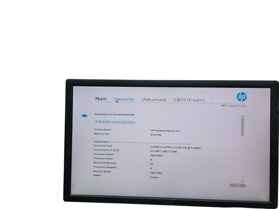 HP EliteDesk 800 G5 SFF i7 - 9700 @ 3.00GHz 8GB DDR4 Ram No HDD